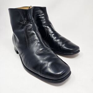 Florsheim Mens Sz 10C Black 60s Leather Side Zip Beatle Boots Elvis 20477 VTG